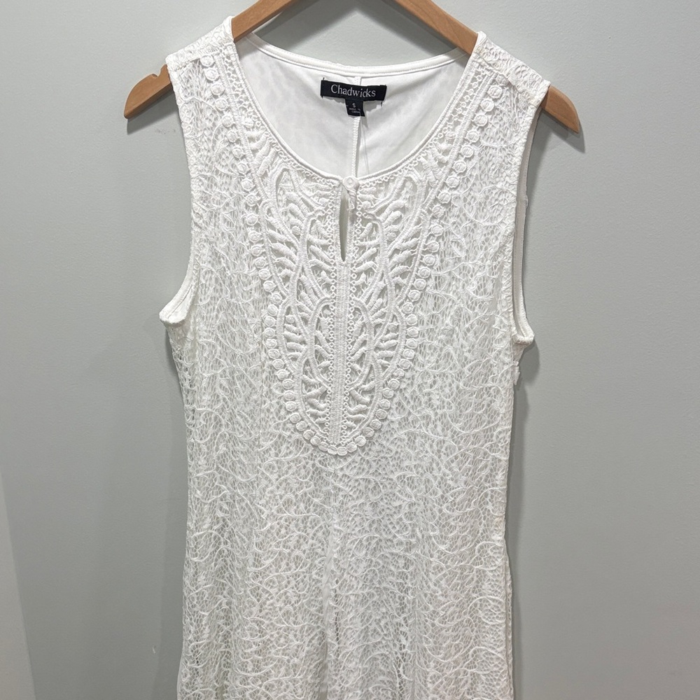 Chadwicks White Lace Sleeveless Long Dress